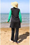 Two Color 4 Piece Full Covered Activity Hijab Swimsuit 2508-04 Green Black - 5