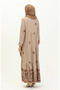Patterned Viscose Dress 4083-08 Mink - 5