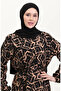 Patterned Belted Viscose Dress 0011-02 Black Milk Coffee - 3