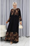Water pattern dress 4082-01 black brown - 2