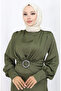Katmerli satin evening dress 6001-04 khaki - 3