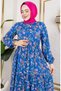 Viscose Dress with Tie-Up at the Waist 7122-04 Indigo - 4