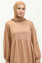 Gathered waist straight dress 0281-05 milky coffee - 3
