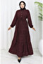 Viscose Fabric Half Button Patterned Dress 0068-04 Brown