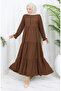 Wrapped Fabric Zippered Dress 6999-03 Brown - 2