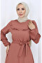Ruffle Collar Belted Dress 2123-02 Dusty Rose - 4