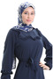 Aerobin Fabric Ruffle Detailed Dress 0023-11 Navy Blue - 4