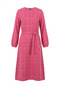 Striped Belted Winter Dress with Elastic Cuffs 2505-03 Pink - 4
