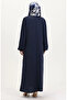 Brooch detailed dress 0017-03 navy blue - 5