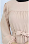 Crepe fabric elastic sleeve dress 0029-03 beige - 4