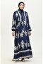 Balloon Sleeve Dress 4091-02 Navy Blue - 3