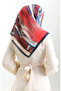 Karaca patterned natural fiber scarf 82019-01 navy blue burgundy - 4
