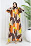 Viscose Fabric Buttoned Dress 0051-02 Orange Brown