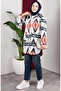 Patterned Hooded Plush Cardigan 2062-06 Salmon - 3