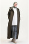 Large Size Hooded Quilted Coat 6134-01 Khaki