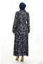 Judge collar lace-up patterned dress 0200-02 black burgundy - 6