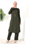 Necklace Tunic Trousers Double Set 8585-07 Khaki - 3
