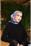 وشاح قطني منقوش بالزهور 70336-07 بلاط أزرق داكن فاتح - 2