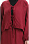 Lace Detailed Blouse Skirt Double Set 2066-04 Claret Red - 4
