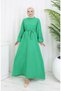 Seersucker Fabric Belted Dress 2086-03 Green - 2