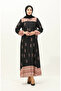 Digitally Printed A-Line Dress 1112-01 Black Taupe color - 2