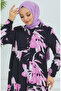 Black Purple Floral Patterned Dress - 4094-05 - 7