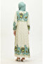 Floral Patterned Dress 4093-05 Green - 5