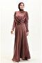 Front Draped satin evening dress 6059-03 dark rose dusty - 2