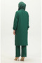 Stone Printed Evening Dress Tunic Trousers Double Set 0410-01 Emerald Green - 6