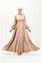 Satin evening dress with cups 52895-01 mink - 4