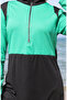 Two Color 4 Piece Full Covered Activity Hijab Swimsuit 2508-04 Green Black - 4