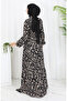 Viscose Fabric Half Button Patterned Dress 0087-05 Black Milk Coffee - 5