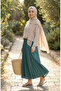 Elastic Waist Pleated Skirt 0213-13 Green - 2