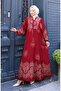 Balloon sleeve viscose dress 5581-03 burgundy - 2