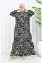 Viscose Fabric Elastic Patterned Dress 2036-03 Black - 2