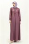 Button detailed necklace dress 4141-08 dark lilac - 2