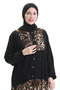 فستان منقوش بأكمام مطاطية 2078-01 أسود - 4