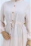 Viscose Fabric Half Button Dress 0085-12 Powder - 5