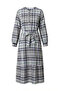 Plaid Patterned Belted Hijab Dress 2218-02 Navy Blue Green - 6