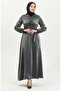 Glittery Linen Belted Dress 81863-05 Silver - 2
