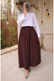 Elastic Waist Pleated Skirt Skirt 71268-03 Claret Red