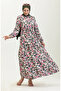 Floral patterned viscose dress 0442-01 emerald green pink - 5