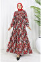 Spring half button floral print dress 0361-02 red