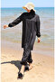 Kumsal Zippered Hijab Swimsuit with Cap Gift 9003-04 Black - 3