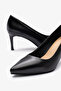 Cary Black Leather Women's Heeled Shoes - 5