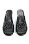 Varda Flexible Soft Non-Slip Sole (8 cm) Black Patent Leather Handmade Rose Detailed Women's Thick Heeled Shoes - 5