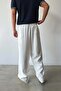 Relaxed Fit Elastic Waist Baggy Trousers White - 3