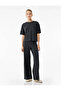 Modal Fabric Straight Wide Leg Fabric Anthracite Women's Trousers 6Wak40027Ek