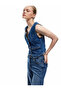 V-Neck Sleeveless Buttoned Pocket Detail Denim Indigo Women's Vest 6Wal20002Md - 2