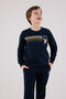Boy's Crew Neck Pigment Printed Winter Regular Fit Navy Blue Tracksuit Set Us2212-C-V2 - 4